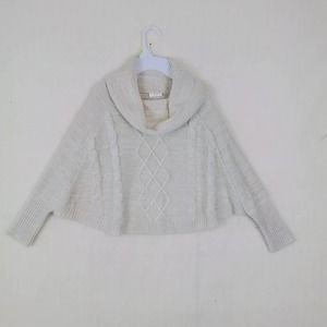 Girl's Oversized Dolman Sleeve High Waisted Knit Sweater Size Medium in Beige